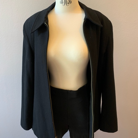 Sag Harbor Jackets & Blazers - Beautiful Black‎ Wool Coat with front zipper.